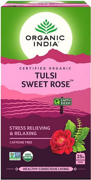 ORGANIC INDIA Tulsi Sweet Rose Tea Bags (contains 18)